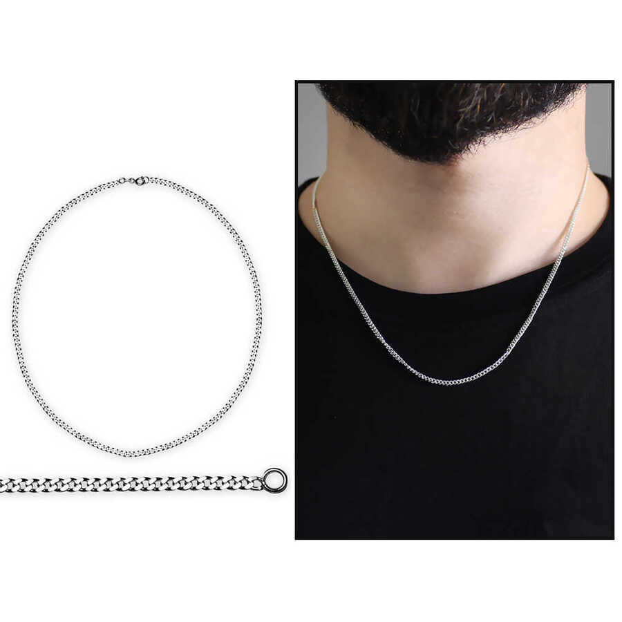 50cm 925 Sterling Silver 60 Micron Gurmet Silver Men Chain Necklace Necklace Tesbihane