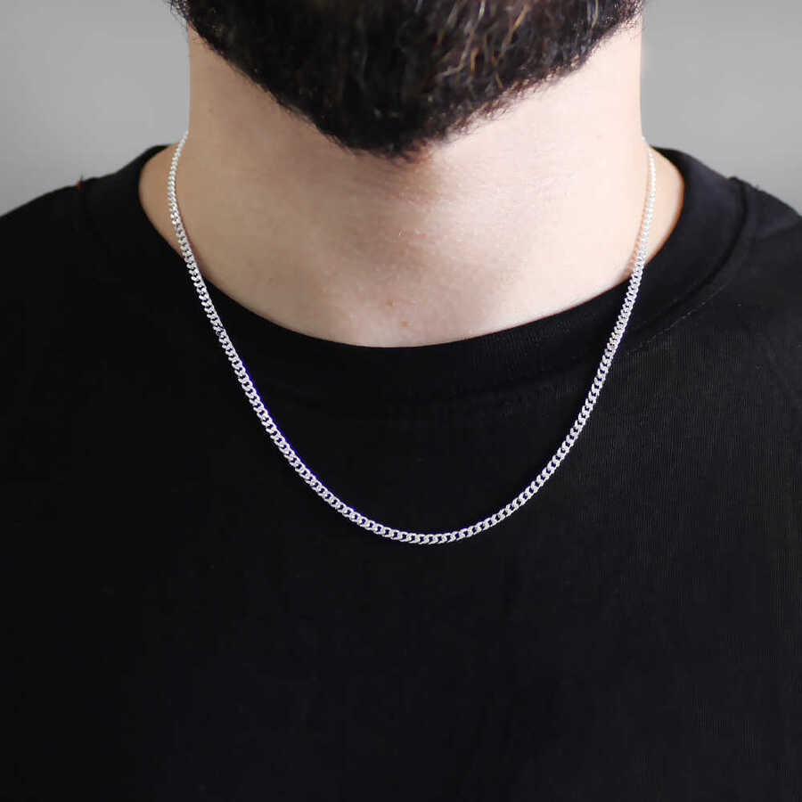 925 Sterling 50cm 100 Micron Men S Gurmet Chain Necklace Online Shop Bazarea Com