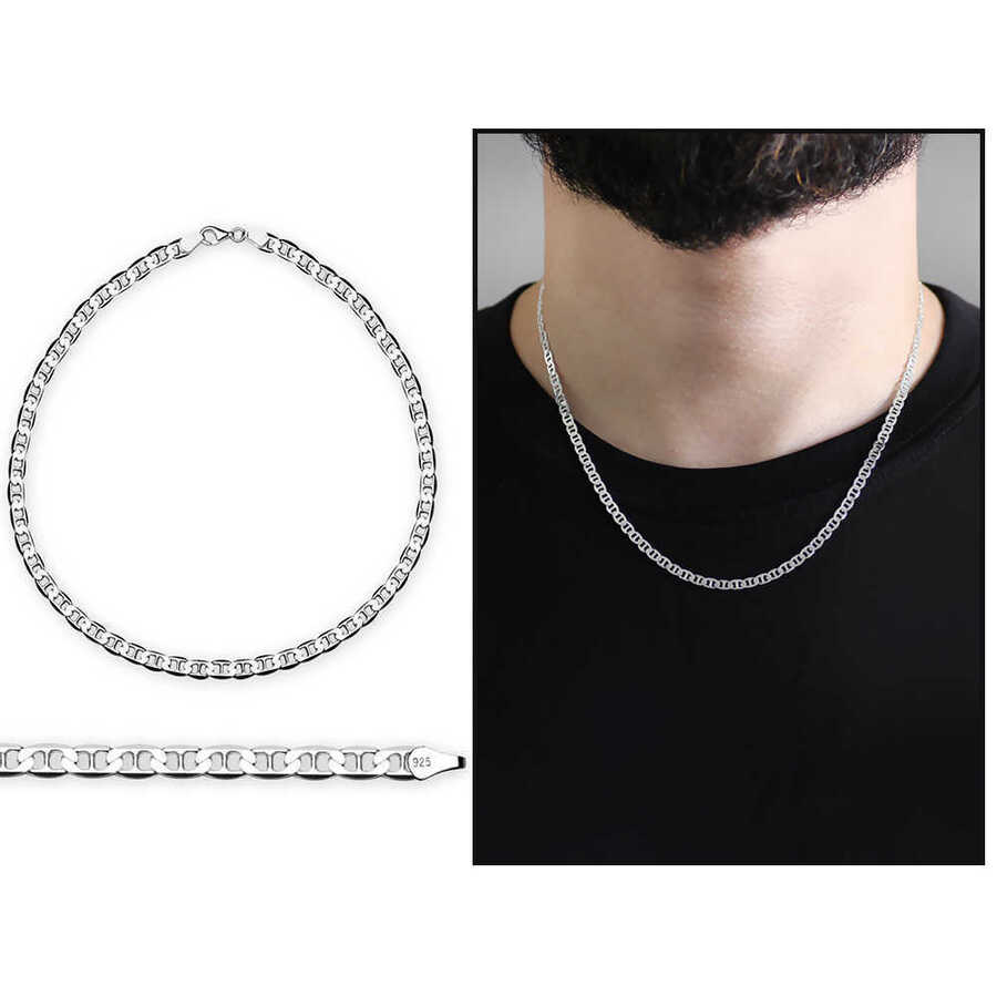 925 Sterling Silver Chain Necklace With 50cm Band 80 Microns Online Shop Bazarea Com