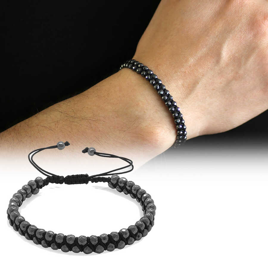 Men's HEMATITE Double Bead Bracelet