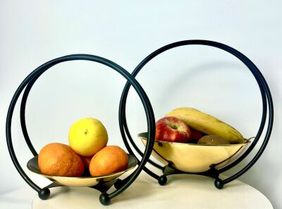  Han Home Design Set of 2 black Fruit Basket kitchen Decor 30cm & 25cm - 1