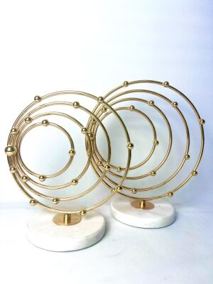 Han Home Design Set of 2 Gold marble stand Home And Office Decor 35cm &25cm - 1