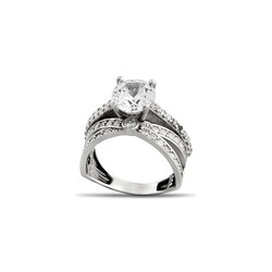 Women's 925 Sterling Silver Solitaire Ring With Cat's Eye Zircon Stone - 5